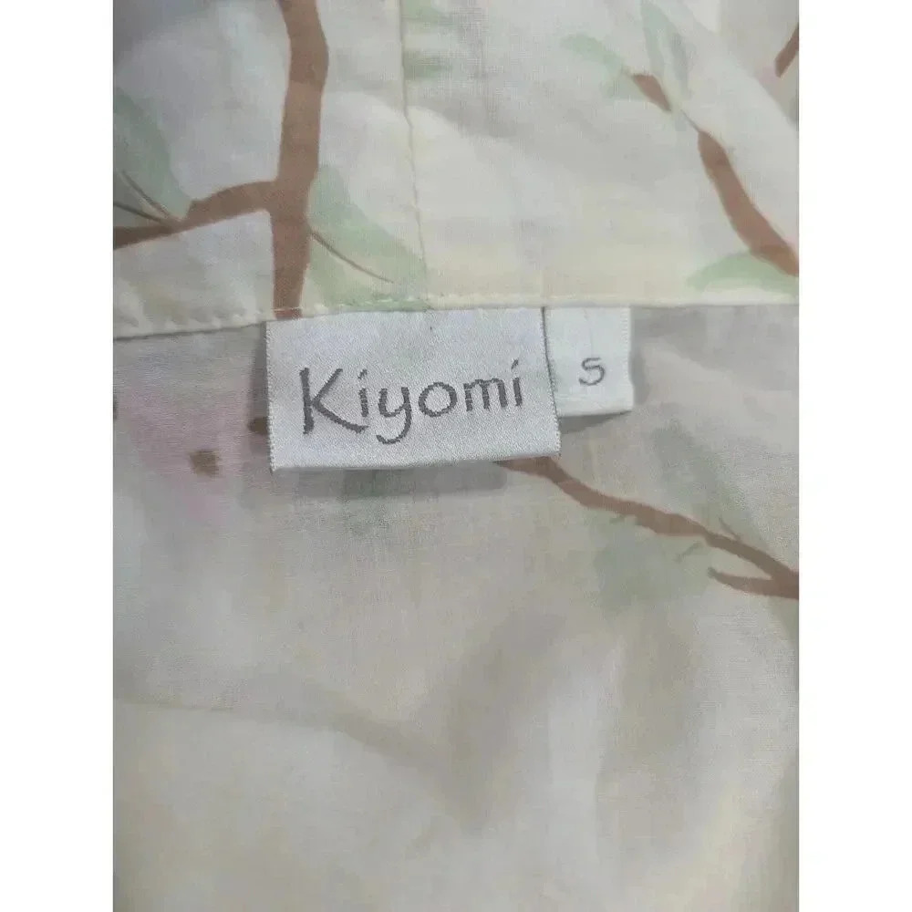 Kiyomi Tunic Dress Cotton Cherry Blossom print pink white V-Neck Size Small - Picture 8 of 8